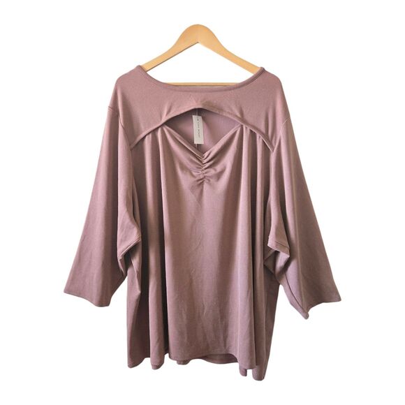 NWT Lane Bryant Cutout-Yoke Sparkle Knit Top • Misty Rose • Plus Sz 5X-6X 34/36 - Picture 3 of 6